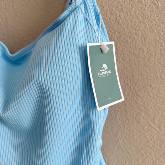 Eomenie Ribbed Blue Tankini Swim Top - Picture 3 of 6